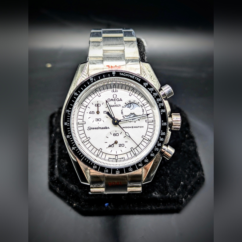 Stainless Steel Modded! OMEGA x Swatch White- Mission to Moon White Snoopy!